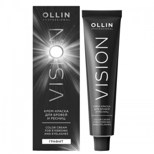 OLLIN VISION graphite (графит) Крем-краска для бровей и ресниц 20 мл.+салфетки под ресницы (Срок годности до 10.2024),, , OLLIN Professional