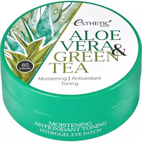 Гидрогелевые патчи для глаз Алоэ/Зелёный чай / Aloe Vera&Green tea Hydrogel Eye Patch, 60 шт, ESTHETIC HOUSE