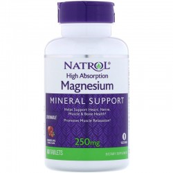 High Absorption Magnesium (Магний с высокой степенью усвоения), Cranberry Apple Natural Flavor, 250 mg, 60 Tablets,, NATROL