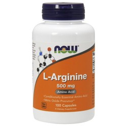 L-Аргинин (L-Arginine), 500 мг, 100 капсул,, NOW