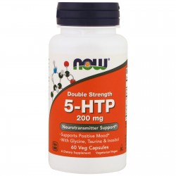 5-HTP (5-гидрокситриптофан) 200 мг, 60 капсул,, NOW