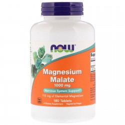 Яблочнокислый магний (Magnesium Malate) 1000 мг, 180 таблеток,, NOW