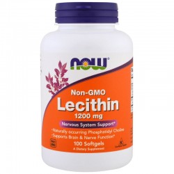 Лецитин (Lecithin) 1200 мг, 100 капсул,, NOW