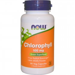 Хлорофилл (Chlorophyll) 100 мг, 90 растительных капсул,, NOW